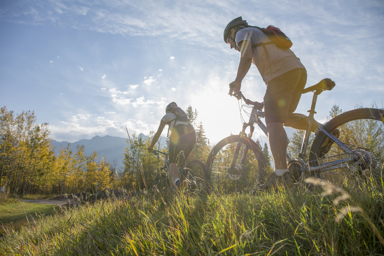 adults riding bicycle