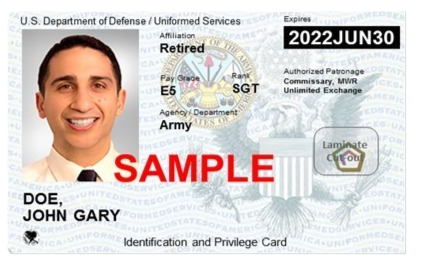 Image of a next generation uniformed services id card sample